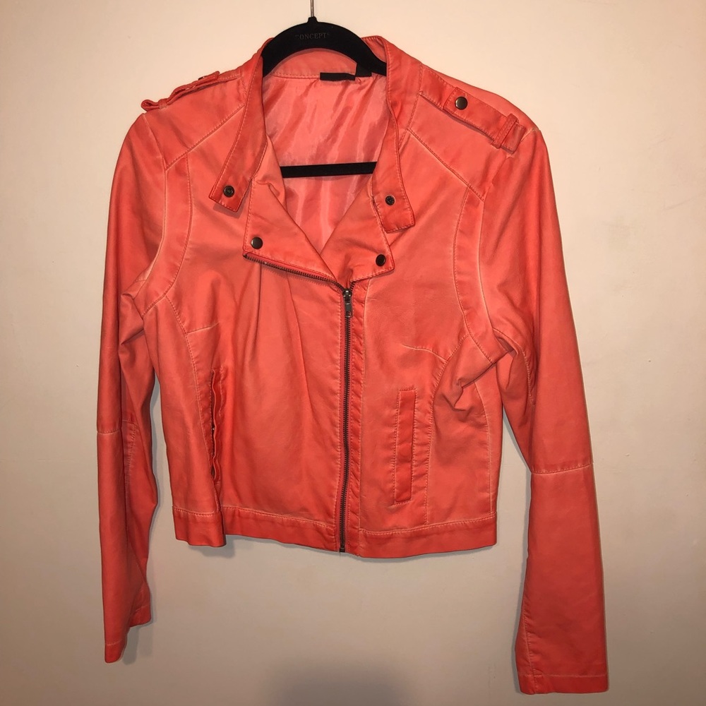 Coral Leather Jacket